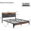 King Size Bed Frame with Charging Station, Button Tufted Headboard, Metal Platform with Storage Shelf, Metal Slats Support, No Box Spring Needed - 2 of 4