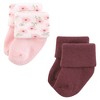 Hudson Baby Infant Girl Cotton Rich Newborn and Terry Socks, Pink Dainty Floral - 4 of 4