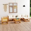 vidaXL 7 Piece Patio Lounge Set with Cushions - Outdoor Seating in Cream - Solid Acacia Wood - Includes Coffee Table - Suitable for Garden or Patio - 2 of 4