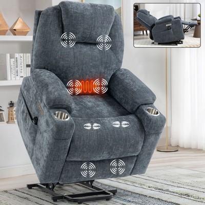 NicBex Recliner Chair Massage Chair with Lumbar Heating Power Lift Chair with USB Ports Living Room Chairs with Steel Cup Holders