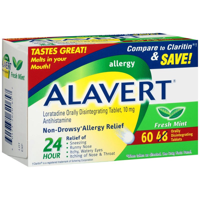 Alavert 24-Hour Allergy Relief Dissolving Tablets - Loratadine - Fresh Mint Flavor - 60ct, 2 of 6