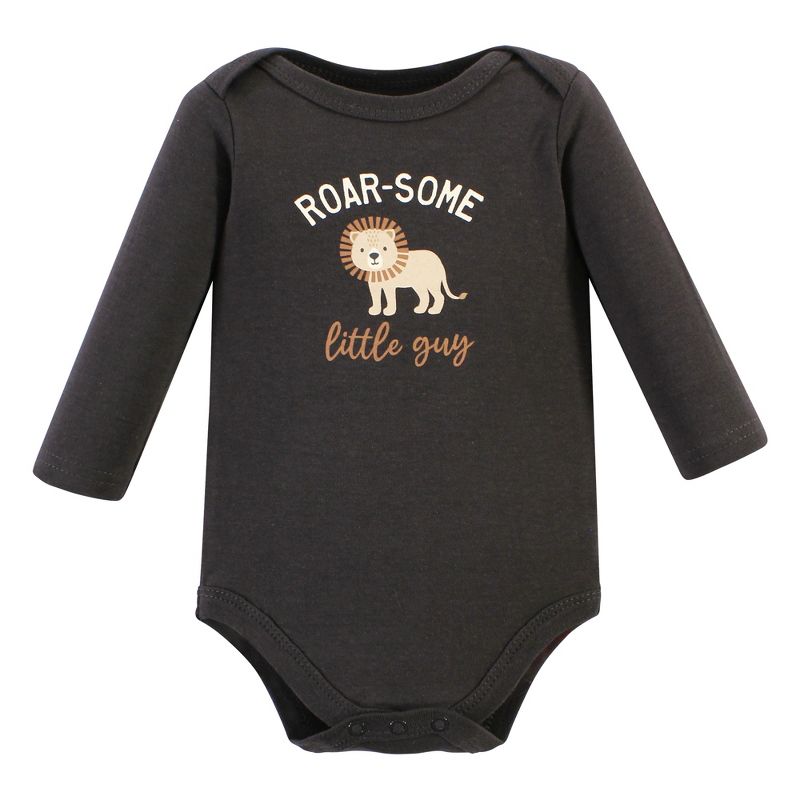 Hudson Baby Infant Boy Cotton Bodysuit and Pant Set, Brave Lion Long Sleeve, 4 of 6