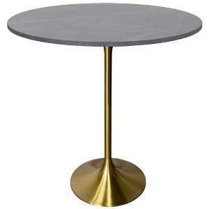 LeisureMod 36" Round Bar Height Dining Table with Sintered Stone Top and Gold Stainless Steel Pedestal Base Verve Collection - 1 of 4