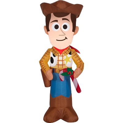 Gemmy Christmas Airblown Inflatable Stylized Woody with Candy Cane, 3.5 ft Tall, Brown
