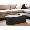 HomeRoots Set of Two Black And White Wood And Faux Marble Oval Drum Bunching Coffee Tables - 2 of 4