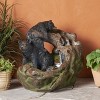 Okak 22IN Weather Resistant Outdoor Fountain with 2 Bears, Waterfall Fountain with LED, Freestanding Fountain for Outdoor, Brown - 2 of 4