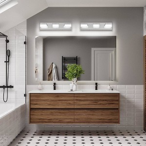 Modern Chrome LED Vanity Light 4-Light Wall Sconce for Bathroom and Mirror Sleek Minimalist Design - 1 of 4
