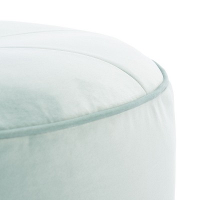 Mint Green Velvet Round Storage Ottoman
