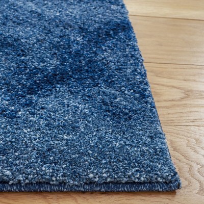 Abstract Blue Square Shag 6' Synthetic Area Rug