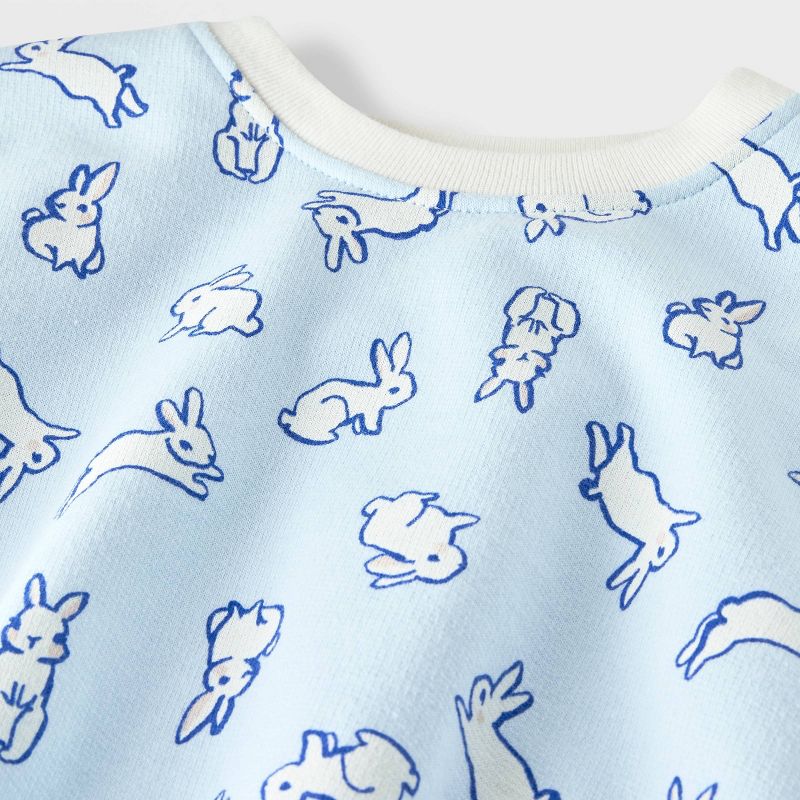Baby French Terry Bunny Romper - Cat & Jack™ Light Blue, 4 of 10