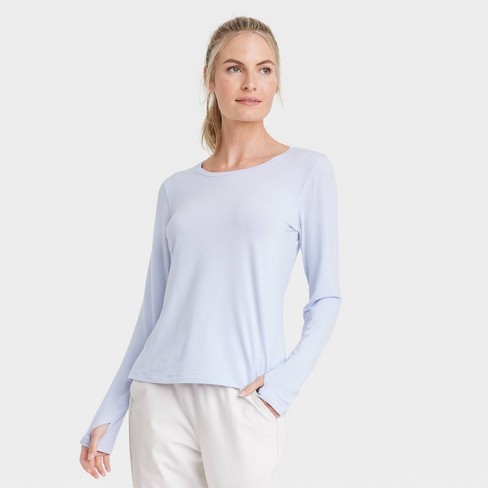 Women's Essential Crewneck Long Sleeve T-shirt - All In Motion™ Blue Xs :  Target