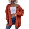 Imily Bela Womens Oversized Open Front Cable Knit Cardigan Sweaters Lantern Long Sleeve Chunky Outwear Coats - 2 of 4