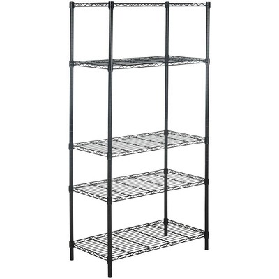 Alpha Black Adjustable 5-Tier Wire Shelving Rack