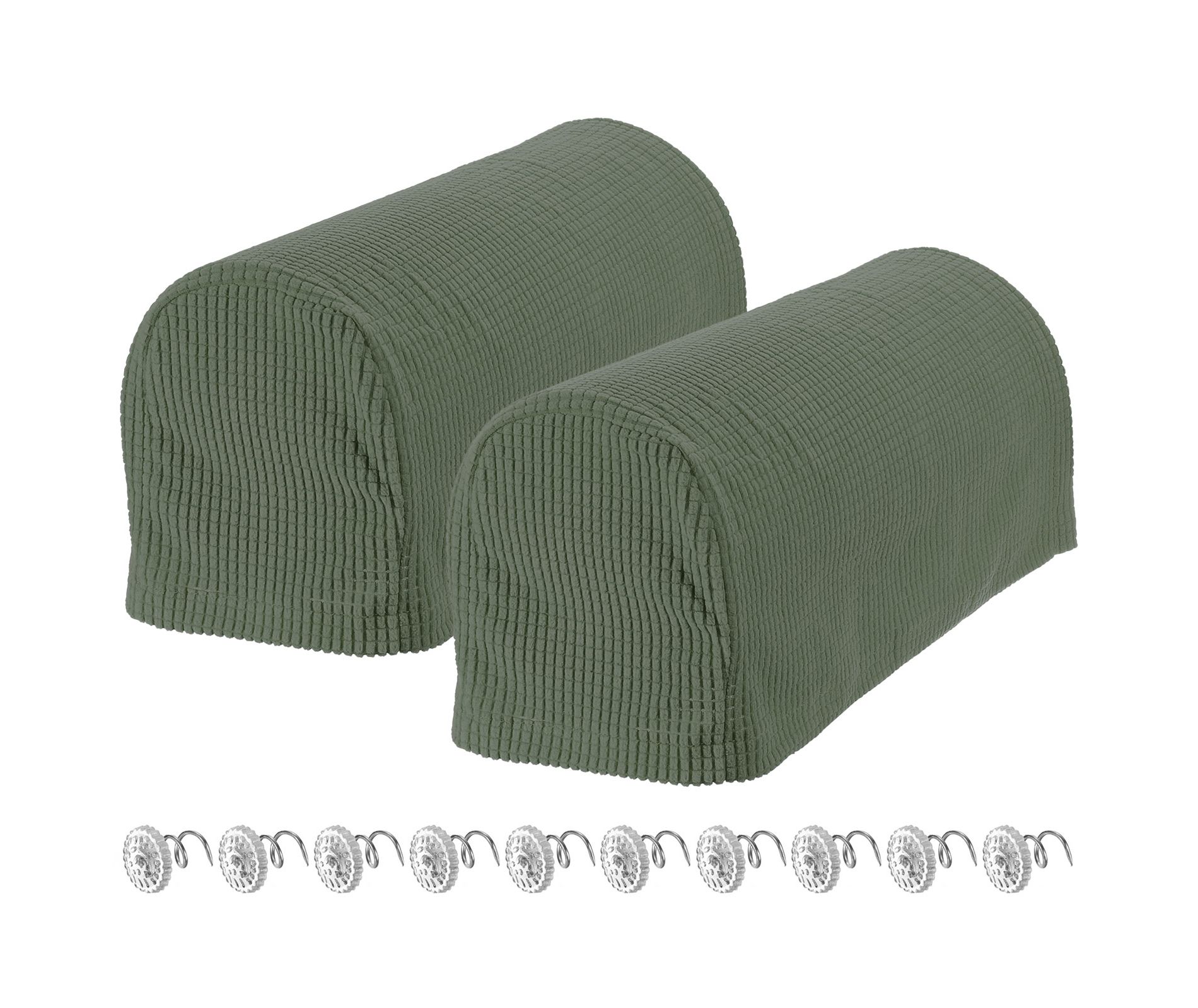 Unique Bargains Stretchy Anti-Slip Sofa Couch Armchair Covers with Pins 2 Pcs Army Green