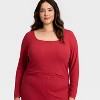 Women's Variegated Ribbed Long Sleeve Pajama Top - Auden™ - 3 of 3