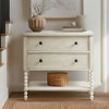 PAGED Elegant Nightstand Accent Bedside Table with Solid Wood Frame and Turned Legs for Bedroom - 3 of 4