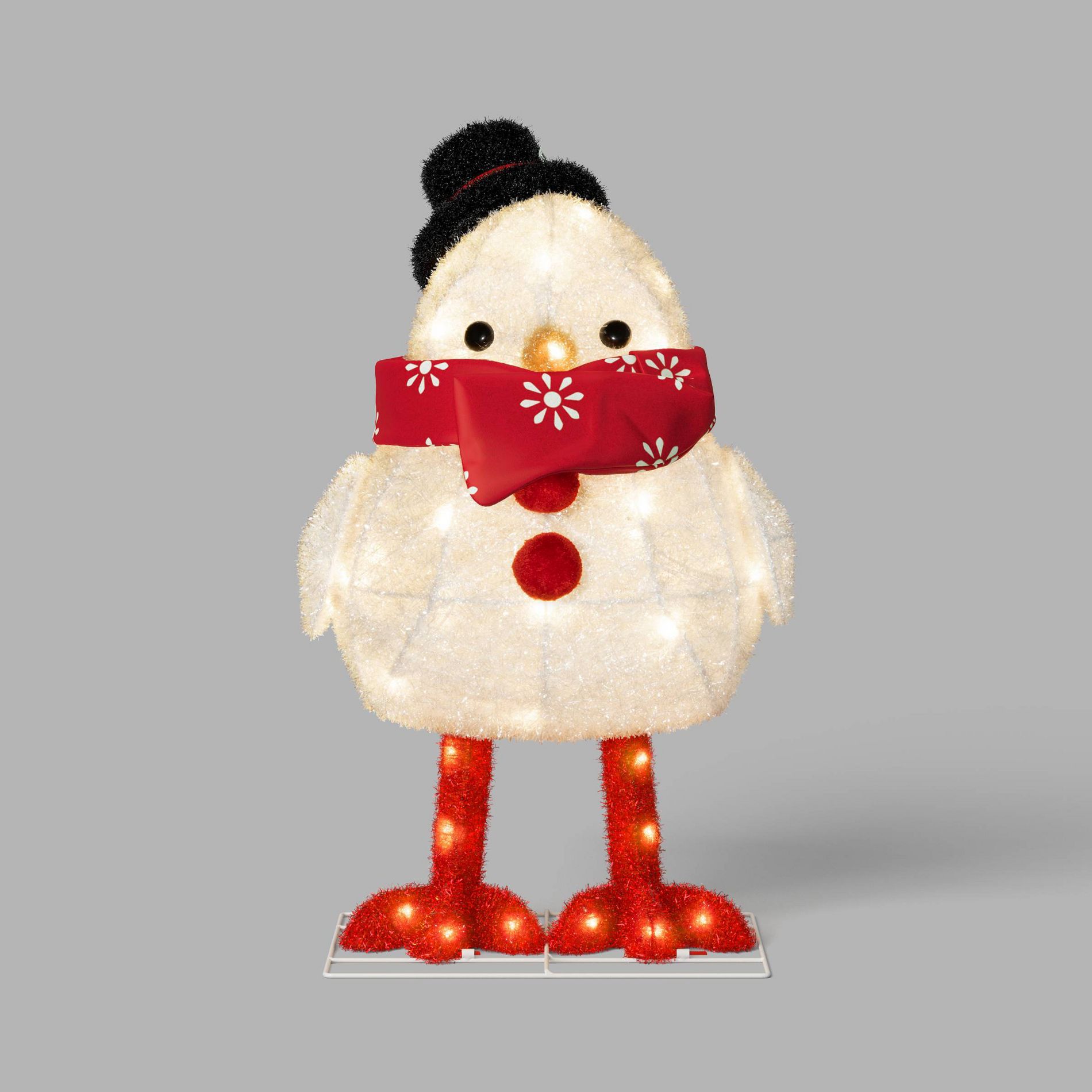 28" Christmas Tinsel Featherly Friend Bird with Top Hat and Scarf - Wondershop™
