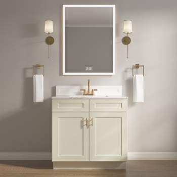 HOMLUX 36 in. W  x 21 in. D  x 34.5 in. H Bath Vanity Cabinet without Top in Shaker Antique White