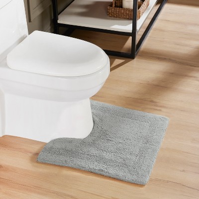 Luxurious Silver Cotton U-Shaped Contour Bath Rug 20" x 20"