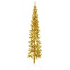 vidaXL Christmas Tree Decoration Slim Artificial Half Xmas Tree with Stand - Gold 94.5" - 2 of 4