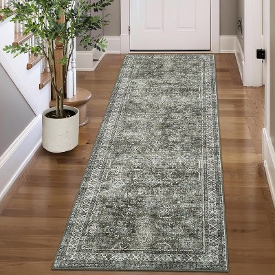 Washable Area Rugs for Living Room Bedroom Vintage Boho Distressed Rug Soft Low Pile Non-Slip Carpet