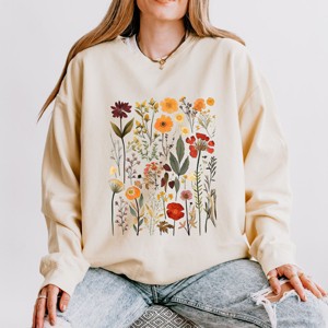 Simply Sage Market Vintage Pressed Flowers Lightweight Garment Dyed Sweatshirt - 1 of 4