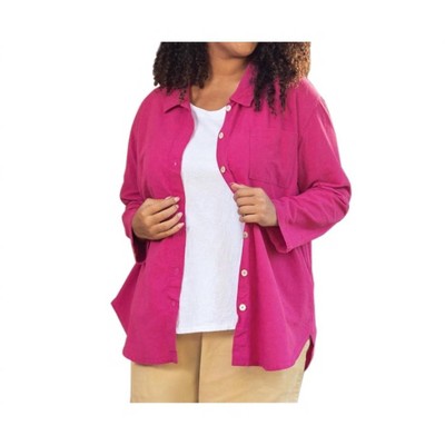 Women's Cotton Collar Long Sleeve Kendall Shirt - Plus - On The Plus Side