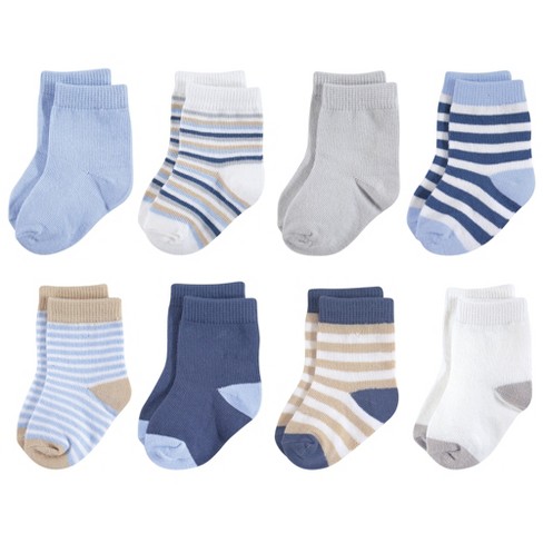 Touched By Nature Baby Boy Organic Cotton Socks, Tan Lt. Blue, 6-12 ...