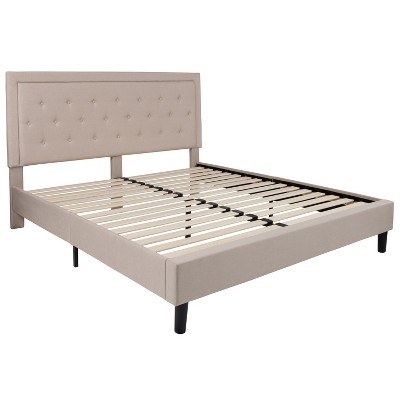 Merrick Lane Upholstered Platform Bed With Button Tufted Headboard : Target