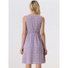 Allegra K Women's Floral Split Neck Drawstring Waist Sleeveless A-Line Summer Midi Dress - 4 of 4