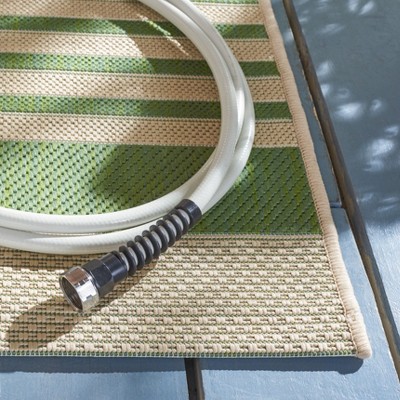 Courtyard Charmaine 27" Green/Beige Indoor/Outdoor Runner Rug