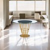 HomeRoots 48" Clear And Gold Glass And Stainless Steel Pedestal Base Round Top Dining Table - 2 of 4