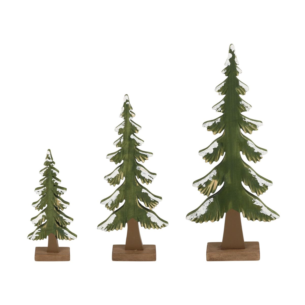 Saro Lifestyle Paulownia Wood Decorative Tree Accent (Set of 4) - Snow-Dusted Tabletop Holiday Decor