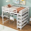 Streamdale Full Size Loft Bed with Storage Shelves and Under-bed Desk, White - 3 of 4