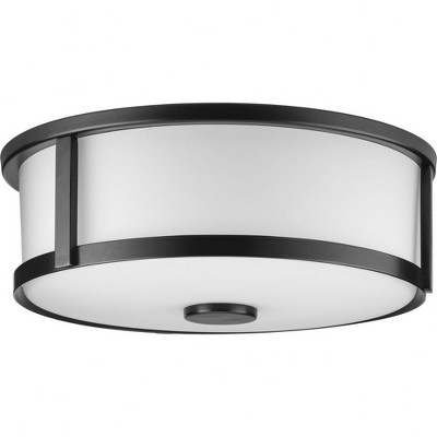 Progress Lighting Gilliam 2-Light Flush Mount Ceiling Light, Matte Black, Clear Curved Glass