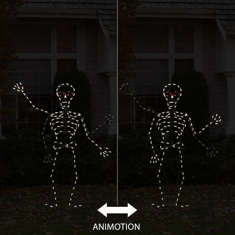 Spooky Town 32In Pro-Line Animotion Skeleton Halloween Decoration, 80 Led Lights, 1 of 2