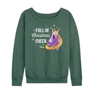 Women's - Disney - Full Of Christmas Cheer Rapunzel Lightweight French Terry Wide Neck Long Sleeve Shirt - 1 of 4
