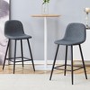 Vynxaria Dark Gray Linen Fabric Bar Chairs Set of 2 - 3 of 4