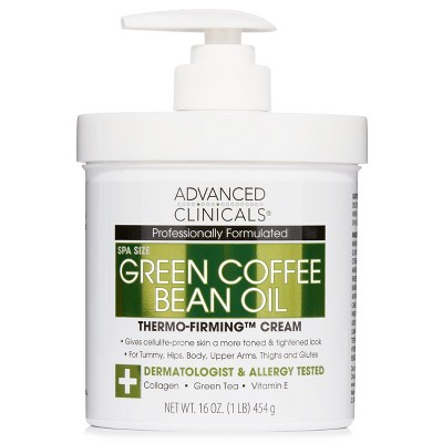 Advanced Clinicals Green Coffee Bean Lift & Slim Body Cream for Cellulite and Firming, 16 Oz