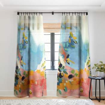 lunetricotee garden with sea view and olive tree Single Panel Sheer Window Curtain - Deny Designs