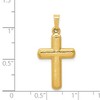 Black Bow Jewelry 14k Yellow or White Gold Satin Ridged Hollow Cross Pendant, 14 x 29mm - 4 of 4