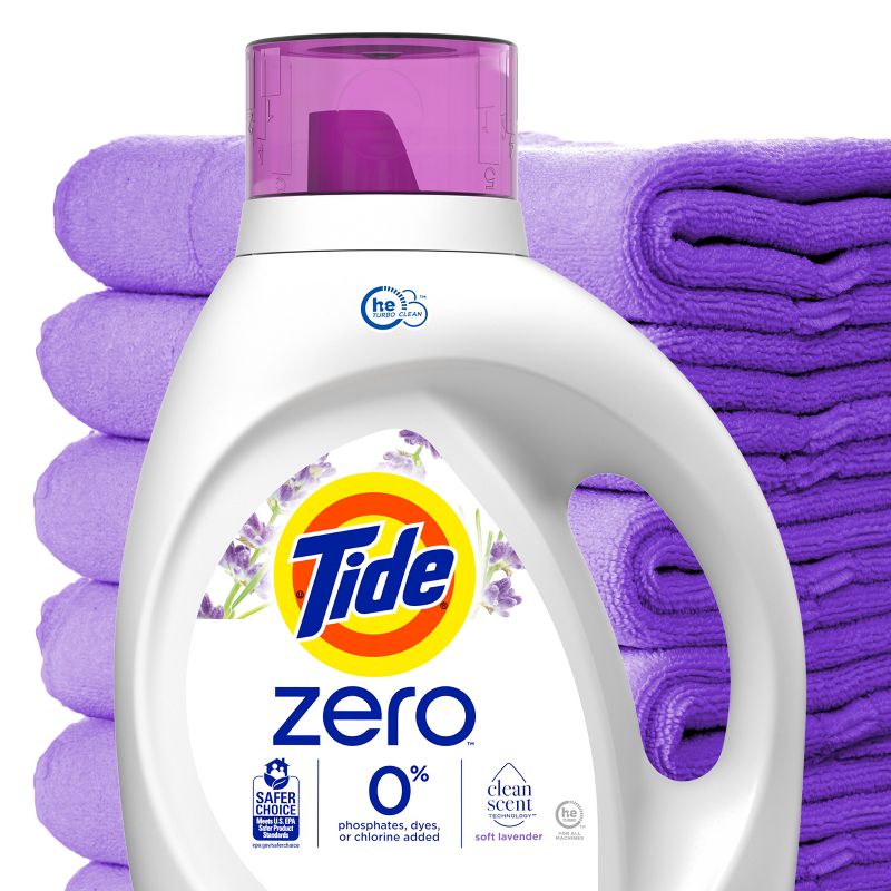 Tide Zero Soft Liquid Laundry Detergent - Lavender Scent, 4 of 11