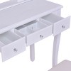 Tangkula Mirror Vanity Table Unit Makeup Set Wood Makeup Dressing Table Set White - 3 of 4