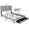 Queen Size Upholstered Bed Frame, 43.5''/ 47.5'' Adjustable Tufted Headboard, 2 Drawers, Storage for Bedroom, Beige - 3 of 4