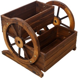Grungis Wooden Planters Bed for Outdoor Plants,Wagon Flower Planter Pot Stand with Wheels for Garden Porch and Patio - 1 of 4