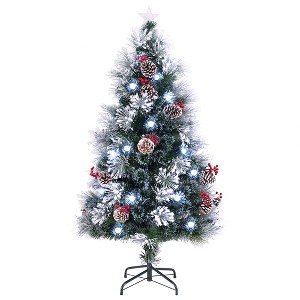 Tangkula 5/6/7 FT Flocked Christmas Tree Artificial Xmas Tree w/170/220/270 Branch Tips &Pine Needles - 1 of 4