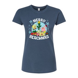 Women's - SpongeBob SquarePants - Merry Beachmas Fitted Graphic T-Shirt - 1 of 4