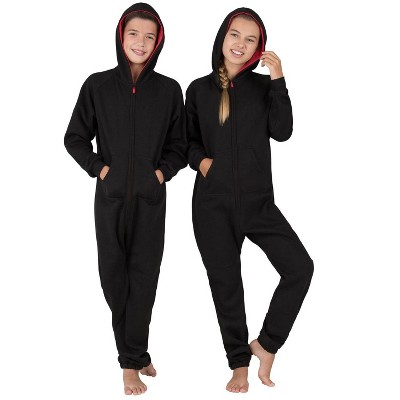 Joggies - Black & Red Kids Footless Hoodie One Piece