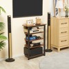 Corner TV Stand AV Media Tower with Storage Shelves and Steel Frame, Audio Cabinet Entertainment Unit for Living Room - 3 of 4