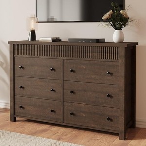 Drawer Dresser for Bedroom, Wooden Chest of Drawers, Fluted TV Stand, Storage Organizer for Living Room, Hallway and Entryway - 1 of 4